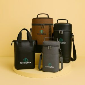 Bolso matero personalizado con logo empresarial.