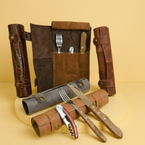 ESTUCHE CUERO CUBIERTOS CHURRASCO