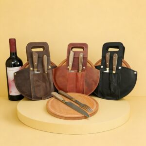SET ASADOR CIRCULAR CUERO