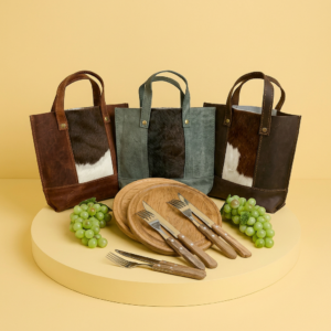 SET ASADOR DOBLE CUERO CON PELO