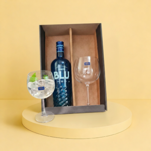 CAJA ESTUCHE CON UNA COPA (600ML) Y ESPACIO PARA BOTELLA DE GIN